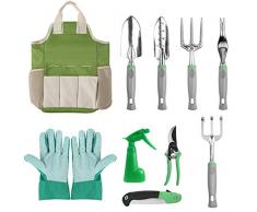 FIXKIT 10 PCS Gartengeräte-Set, Gartengeräte aus Kelle, Transplanter, Weeder, Handrechen, Handgabel, 600D Oxford Stofftasche usw.