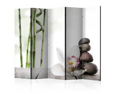 murando Raumteiler Spa Zen Bambus Orchidee Blumen Foto Paravent 225x172 cm beidseitig auf Vlies-Leinwand Bedruckt Trennwand Spanische Wand Sichtschutz Raumtrenner schwarz weiß b-B-0188-z-c