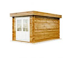 Alpholz Gartenhaus Cuxhaven-28 C aus Massiv-holz | Gerätehaus mit 28 mm Wandstärke | Garten Holzhaus inklusive Montagematerial | Geräteschuppen Größe: 250 x 400 cm | Flachdach