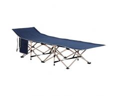 Outsunny Feldbett mit Aufbewahrungstasche, Faltbares Campingbett, Campingliege, Inkl. Tragetasche, Stahl Oxford, Blau, 190 x 68 x 52 cm