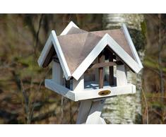 Luxus-Vogelhaus 47880e Aufwendiges Vogelhaus im Antikfinish-Design (gescratcht) aus lasiertem Kiefernholz mit 4 Giebeln, braun/weiß