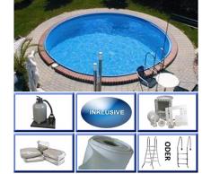 Summer Fun Stahlwandbecken Set Java Exklusiv rund ø 6,00m x 1,20m Folie 0,6mm Super Komplettset Pool Rundpool / 600 x 120 cm Stahlwandpool