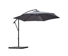 Sekey® Ampelschirm 300 cm Sonnenschirm Gartenschirm Kurbelschirm mit Kurbelvorrichtung Sonnenschutz UV50+ (GRAU)