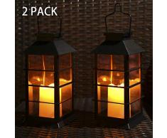 Tomshine Solar Laterne Flackernde Flamme Feuerkerze LED Lampe im Freien hängende dekorative Beleuchtung für Garten