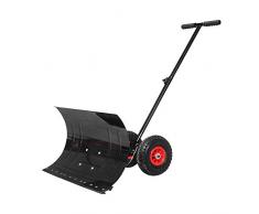 UISBERT Schneeschaufel mit Räder - 5-fach Höhenverstellbar Schneeschieber - Schneeschild 75cm Arbeitsbreite, Höhe 42 cm