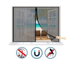 WISKEO Fenster Fliegengitter Magnet Verschiedene Größen Fenstervorhang Mit öSen Anti-Moskito Insektenschutzgitter Innen Klettband Schiebe Dach - Schwarz 80x105cm(WxH)