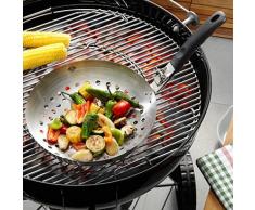 Gefu Gemüse-Wok BBQ mit abnehmbarem Griff, Wokpfanne, Bratpfanne, Edelstahl, Nylon, 89250