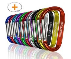 MyIdeaz 10 Stück Karabiner, Rostfrei Karabinerhaken, Premium Alulegierung Karabiner Clips D-Ring für Outdoor, Wandern, Schlüsselanhänger, Camping, Angeln, Haus und Reisen