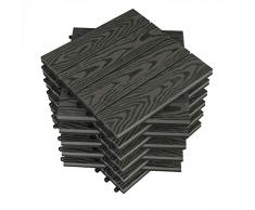 WOLTU WPC Terrassenfliesen Holzoptik Terrassendielen Fliese in Bodenbelag mit klicksystem, für Terrasse und Balkon 30x30 cm im Set Grau (11 Stück / 1 m²)