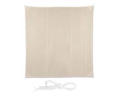 Relaxdays, beige Sonnensegel quadratisch, wasserabweisend, UV-Schutz, mit Spannseilen, Terrasse, Balkonsegel BxT 5 x 5 m