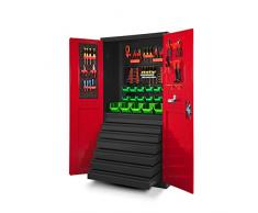 Jan Nowak by Domator24 Werkzeugschrank TC007 Werkstattschrank Garagenschrank Universalschrank Lagerschrank Pulverbeschichtet Flügeltüren Stahlblech 185 cm x 92 cm x 50 cm (anthrazit/rot)