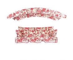 PATIO Auflagen Set Ravenna 175 cm mit Sonnendach für Hollywoodschaukel Polsterauflage Sitzkissen Rückenkissen Seitenkissen Gesteppt A050-03PB