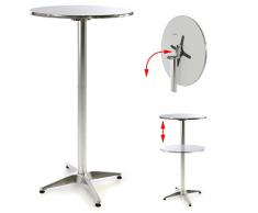 Nexos SC00065 Stehtisch Bartisch 115 cm Aluminium Silber glänzend Tischplatte 60 cm klappbar Platte 2 cm Edelstahl Hochzeit Empfangstisch Bistrotisch Klapptisch