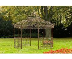 CLP Pavillon ROMANTIK V2 aus pulverbeschichtetem Eisen l Runder Pavillion mit stilvollen Verzierungen l Höhe 350 cm, Farbe:antik braun