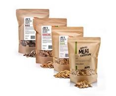 Joes smoker chips Frucht-Set 4x750g Chips 1-2 cm, Premium Räucherchips für EIN bestes Raucharoma beim Grillen und BBQ / 100% natürliches und rindenfreies Räucherholz.