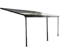 osoltus Aluminium Terrassenüberdachung Terrassendach Veranda grau/weiß 435 x 300 cm (Grau)