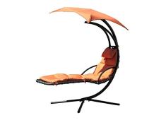 Beauty.Scouts Schwingliege Sonnenliege Tara II mit Sonnendach und Polstern Terracotta anthrazit Stahlrohr 180x103x200cm Gartenliege Terrassenliege Schwingstuhl
