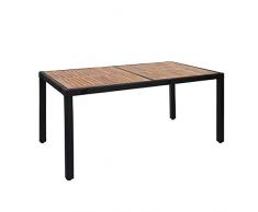 Mendler Poly-Rattan Esstisch HWC-F48, Esszimmertisch Gartentisch Tisch, Akazie Holz 150x90cm ~ anthrazit