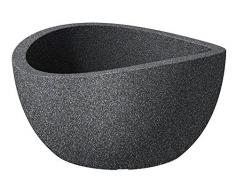 Scheurich Wave Globe Bowl, runde Pflanzschale aus Kunststoff, Schwarz-Granit, 40 cm Durchmesser, 21 cm hoch, 12 l Vol.