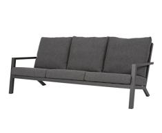 lifestyle4living Gartenbank 3-Sitzer aus Aluminium in anthrazit inkl. Kissen in grau. Die Loungebank ist wetterfest, ideal für Garten, Terrasse und Balkon.