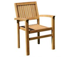 ASS ECHT Teak Design Gartensessel Miami Gartenstuhl Sessel Holzsessel Gartenmöbel Stapelstuhl Stapelsessel Teakholz sehr robust stapelbar