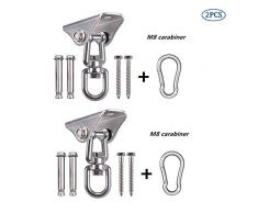 HOMPER 360°Drehen Deckenhaken 304 Edelstahl 450KG Kapazität mit M8 Karabiner Schaukel Schaukelhaken für Hängesessel Beton Holz Yoga Hängematte Stuhl Sandsack Wand-Haken Gym 2-teiliges Set