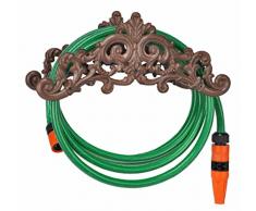 HI Gartenschlauch Halterung (Gusseisen) - Schlauchhalter Wand, Dekorative Gartenschlauch Wandhalterung zur Gartenschlauch Aufhängung, Wandhalter für Gartenschlauch