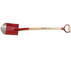 Fiskars Gärtnerspaten für harte, steinige Böden, Spitz, Länge: 106 cm, Astfreier Eschenholz-Stiel/Stahl-Blatt, Rot, Classic, 1003690