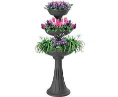 Bama Spa Blumenständer mit 3 Pflanzschalen Blumen Pflanz Säule Treppe Schale Kräuter Topf Grau