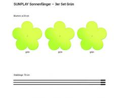 SUNPLAY Sonnenfänger Blumen in GRÜN, 3 Stück je 20 cm Durchmesser im Set + 70 cm Schwingstäbe