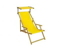 Gartenliege gelb Strandliege Sonnenliege Holz Relaxliege Sonnendach Deckchair Strandstuhl 10-302NS