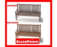 CleanPrince Hartholz-Entgrauer 1000 ml Holz Teakholz Bankirai Farbe intensivieren Holzgrau grau Holz Möbel Gartenmöbel Tisch Teak pflege pflegen reinigen sättigen 1 Liter Hartholzentgrauer Holzentgrauer Entgrauer Anti Grau Farbpflege