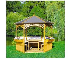 Pavillon Palma mit Holzdach u. Dachpappe mit/ohne Möbel Holzpavillon, Ausstattung:ohne Möbel