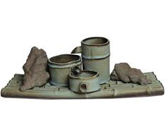 Bürodekoration Zimmerbrunnen Keramik Bambus Rockery Wasser Desktop-Brunnen Indoor 3 Ebenen Wasserfall Feng Shui Dekoration Büro Wohnzimmer Aquarium Luftbefeuchter Heim Terrasse Gartendekoration Landsc