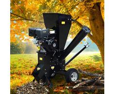 BRAST Benzin Häcksler Gartenhäcksler 11kW (15PS) 420ccm Deichsel 22 Messer extra große Räder Schredder Motor-Häcksler