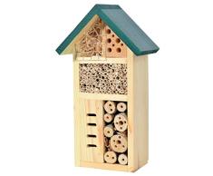 dobar 22648e Insektenhotel -Zur Goldenen Biene-, fertig gebautes Insektenhaus, Bienenhotel aus stabilem Vollholz, Marienkäferhaus/Wildbienenhotel klein, 15x8,5x25,5cm