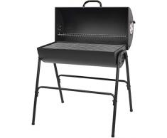 Holzkohlegrill Milton von EL Fuego® Grillfass Grill BBQ Grillwagen Barbecue, inkl. Warmhalterost (ganze Breite), mit seperatem Kohlenrost, 2 justierbare Lufteinlässe AY 580