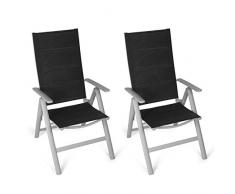 Vanage gepolsterter Gartenstuhl in schwarz - Klappstuhl im 2er Set - Hochlehner - Klappsessel - Gartenmöbel - Stuhl für Garten, Terrasse und Balkon geeignet