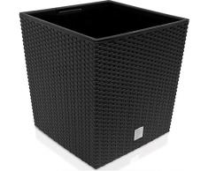 Deuba Blumentopf Übertopf Rato Low | 64 Liter | Anthrazit | für Innen- und Außenbereiche | Innentopf mit 2 Handgriffen