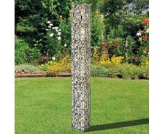 bellissa Gabionen-Steinsäule eckig - 95541 - Dekorative Gabionensäule für den Außenbereich - 20 x 20 x 175 cm