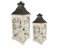 Mojawo 2er Laternen-Set Gartenlaterne Stalllaterne Windlicht 15x15x40cm / 22,5x22,5x59cm