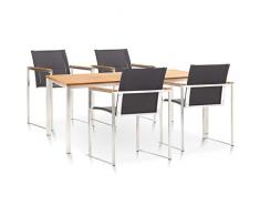 Tidyard 5-TLG.Garten-Essgruppe aus massivem Teak | Gartenmöbelset Sitzgruppe 4 x Stühle+1 x Tisch | Gartengarnitur Sitzgarnitur | Terrassenmöbel Gartenmöbel | Wetter-rostbeständig | Stapelbar