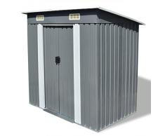 vidaXL Gerätehaus Metall Grau Geräteschuppen Gartenhaus Garten Schuppen Lager