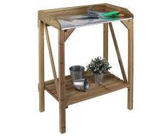 Pflanztisch aus Holz mit verzinkter Arbeitsfläche und Ablage 62907