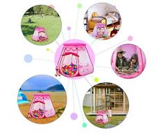MC Star Kinderzelt Babyzelt Prinzessin Traum Schloss mit 100 Bällen Tasche Bällebad für drinnen draußen Garten,Spielhaus Zimmerzelt Mädchen im Kinderzimmer,Pop Up (Pink)