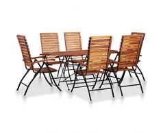 vidaXL Akazie Massivholz Gartenset 7tlg. Sitzgruppe Gartenmöbel Gartengarnitur