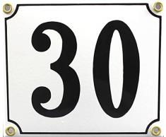 Buddel Bini Wetterfestes Emaille Hausnummernschild 30 12 x 14 cm, sofort lieferbar, weiß