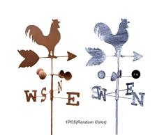 Jiang Hui Wetterfahne Eisen Hahn Vintage Garten Deko Figuren Pfeil-S-N Höhe Ca.120cm, Windspiel 1PCS （Zufällige Farbe）