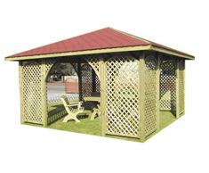 Stan-Wood GARTENLAUBE Holz PAVILLON MIT HOLZDACH 4m x 4m (äußer 4.45m)