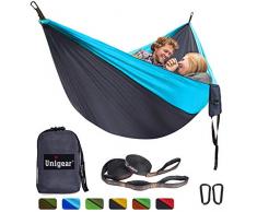 Unigear Hängematte Ultraleicht, 320X200cm Camping Hängematte 2 Personen 300kg Tragelast, Ultraleichte Reisehängematte mit 1 Paar Aufhängeset+2 Schraubkarabiner